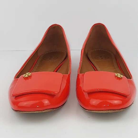 Tory Burch Yardley Poppy Red Orange Flats 8 - Picture 5 of 12